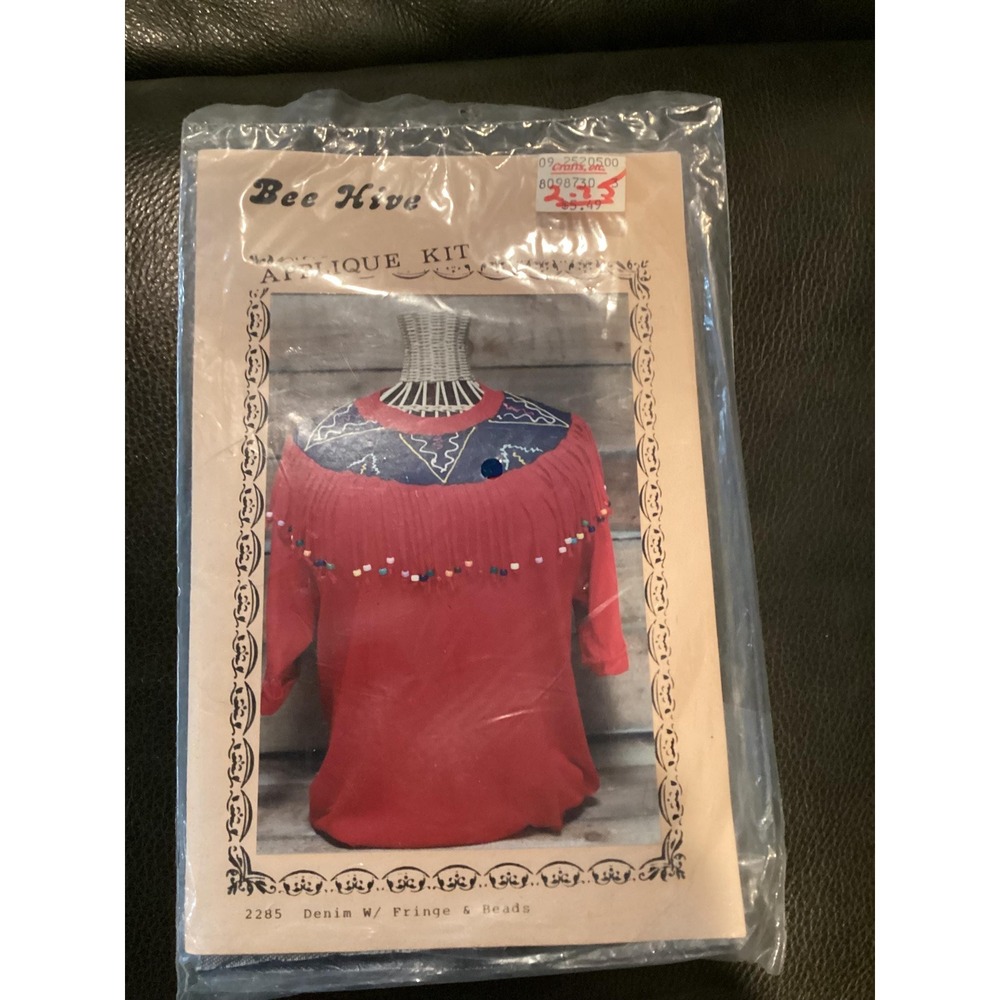 Bee Hive pattern - Applique Denim Yoke with Fringe‎ and Beads